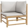 vidaXL Bamboo Patio Lounge Set - 4 Piece Outdoor Furniture Set with Light Gray Cushions, Modular Design for Personal Configuration - 4 of 4