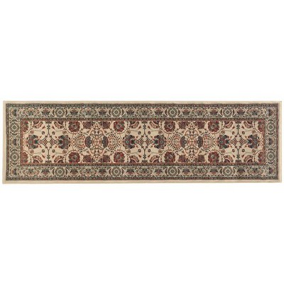 Ivory and Red Hand-knotted Synthetic Persian Area Rug