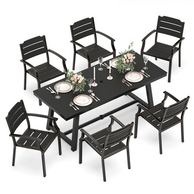 Arceso Outdoor Dining Chairs, 17 Inch Patio Dining Chairs, HDPS Material Outdoor Chairs, Patio Chairs  for Patio, Lawn, Garden, Indoor and Backyard