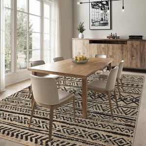 Washable Area Rug for Living Room Bedroom Guest Room Dining Room, Low Pile Soft Striped Carpet, Non-Slip Non Shedding Stain Resistant Foldable Mat - 1 of 4