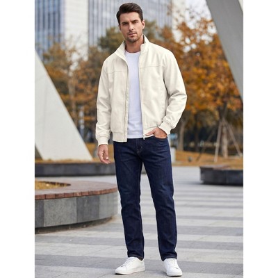 Мужские куртки INSPIRE CHIC Men's Casual Lightweight Zip Up Golf Work Bomber Jacket X-Large Beige — фото 5
