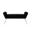 Inspired Home Crawford Velvet Bench Acrylic Leg and Silver Nailhead Trim - 3 of 4