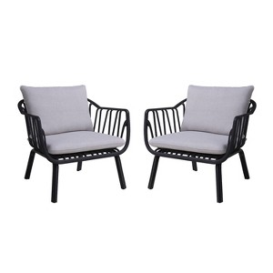 GDFStudio Larla Outdoor Club Chairs with Water-Repellent Cushions (Set of 2) - 1 of 4