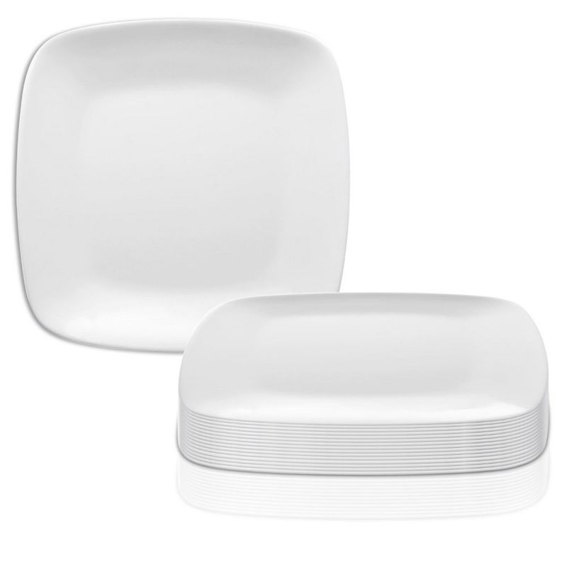 Smarty Had A Party 8.5" Solid White Flat Rounded Square Disposable Plastic Buffet Plates (120 Plates), 3 of 4