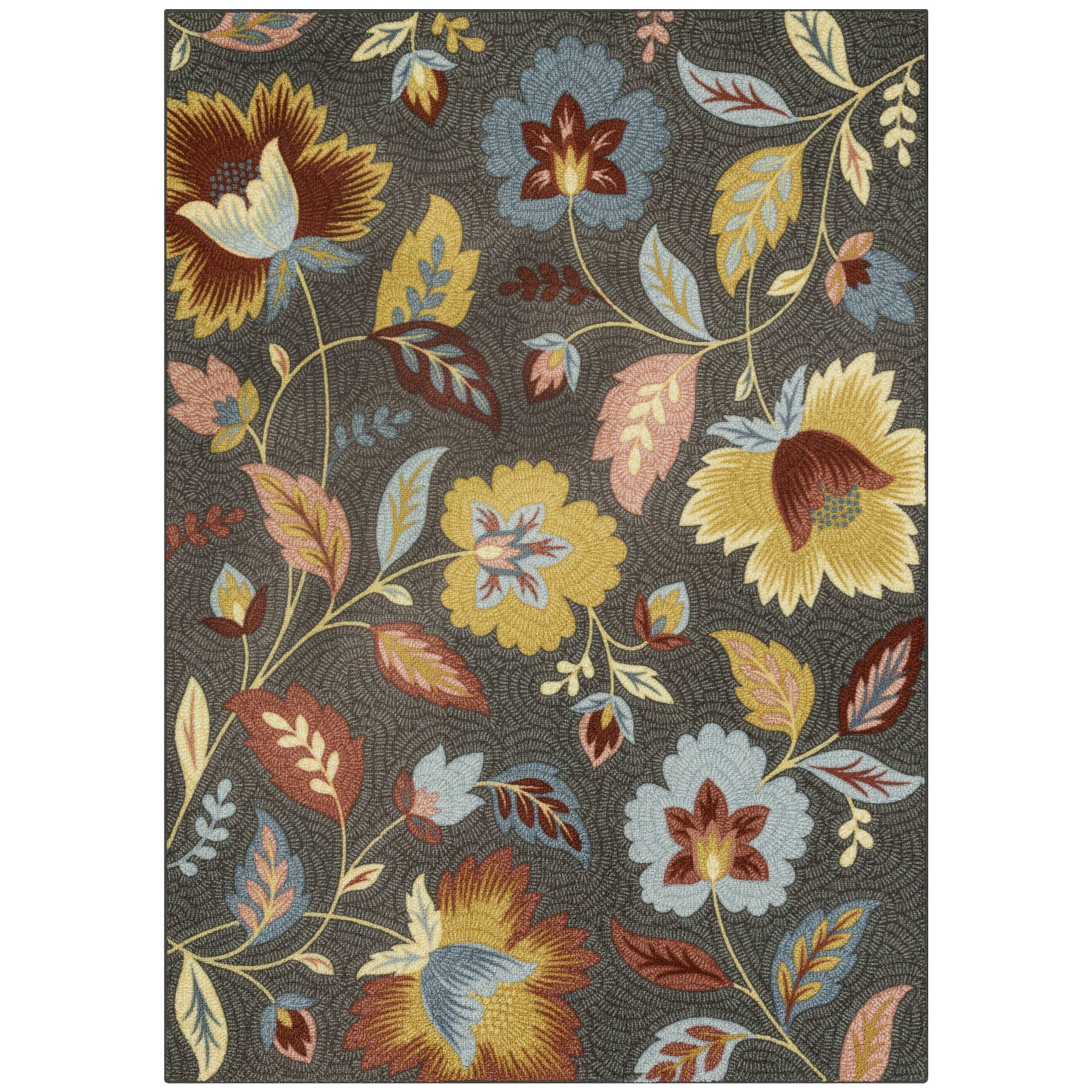 Maples 5'x7' Garden Floral Accent Rug Gray