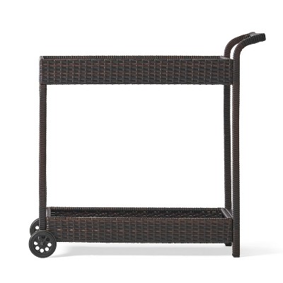 Maliang Brown Kitchen Bar&Serving Cart with Wheels, 2 -Tier Storage Shelves