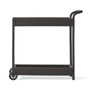 Maliang Brown Kitchen Bar&Serving Cart with Wheels, 2 -Tier Storage Shelves - 1 of 4