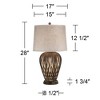 Possini Euro Design Modern Table Lamp with USB and AC Power Outlet Workstation Charging Base 28" Tall Bronze Fabric Drum Shade Living Room - 4 of 4