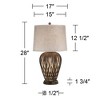 Possini Euro Design Modern Table Lamp with USB and AC Power Outlet Workstation Charging Base 28" Tall Bronze Fabric Drum Shade Living Room - image 4 of 4