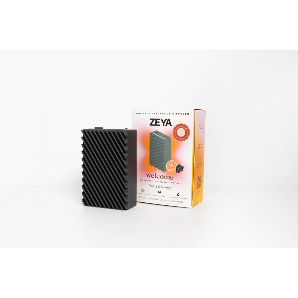 ZEYA Portable Fragrance Diffuser Starter Kit - Black: Electric Aromatherapy Diffuser, Battery Powered, Grapefruit Scent