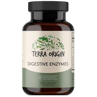 Terra Origin Digestive Enzymes Probiotic Blend Dietary Supplements - 60ct