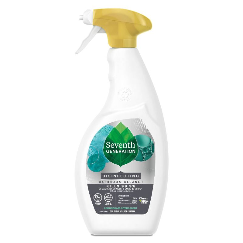 Seventh Generation Lemongrass Citrus Disinfecting Bathroom Cleaner - 26oz, 1 of 5