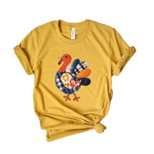Plaid Turkey Patchwork Print - Women's Short Sleeve Graphic T-Shirt - 1 of 4