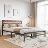 GDFStudio Ivar Modern Metal Platform Bed Frame with Wooden Headboard and Under Bed Storage - 2 of 4