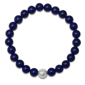 Steeltime men's sterling silver and blue lapis beaded stretch bracelet - 1 of 3