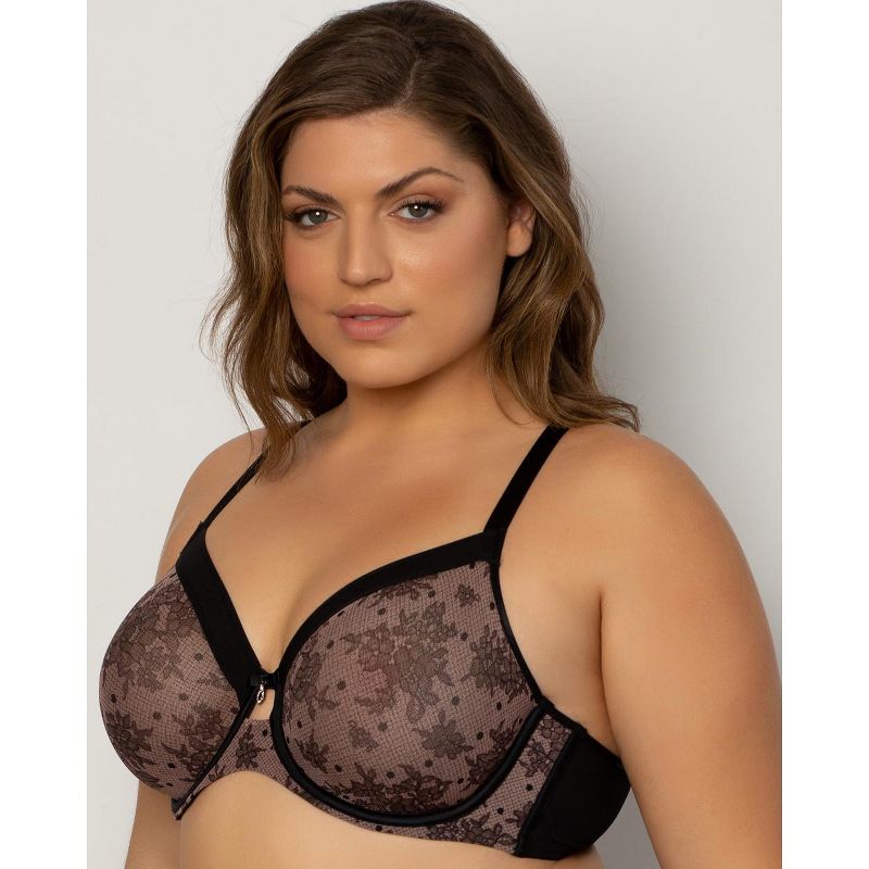 Curvy Couture Womens Sheer Mesh Full Coverage Unlined Underwire Bra, 2 of 4