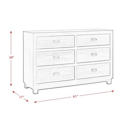 Harrison Dark Wood 6-Drawer Dresser with Felt Lined Drawer