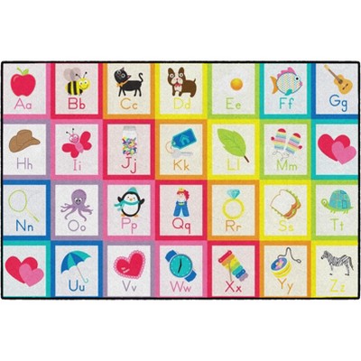 Flagship Carpets School Girl Style Rainbow Alphabet Criss Cross Applesauce Classroom Area Rug