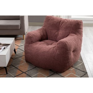CAVINAS Modern Bean Bag Chair, Soft Teddy Fabric Tufted Foam Bean Bag Chair, Indoor Modern Focus Bean Bag Chair - 1 of 4
