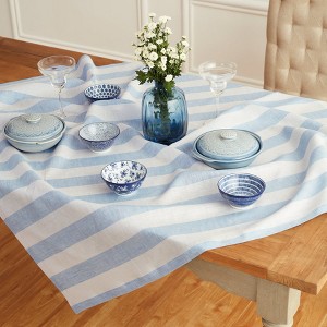 Solino Home Striped Linen Table Throw | Cabana Stripe - 1 of 4