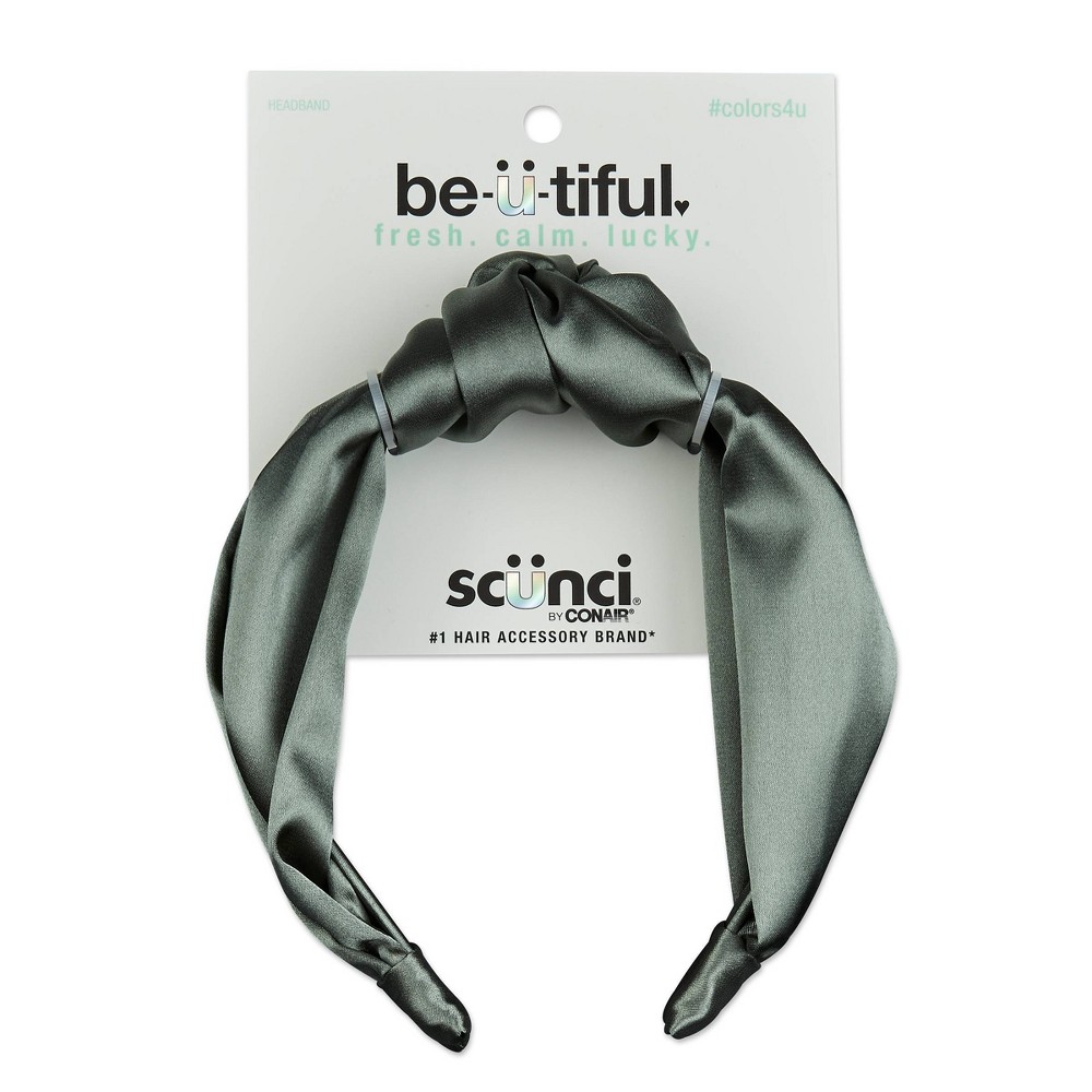 Photos - Hair Styling Product scünci be-ü-tiful Satin Knot Headband - Sage Green
