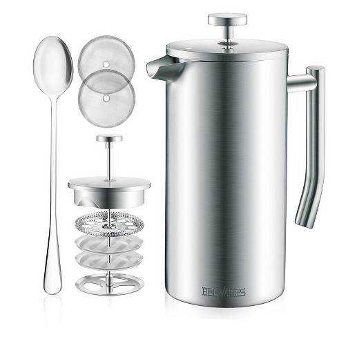 Belwares Stainless Steel French Coffee Press, With Double Wall And Extra  Filters 50oz : Target