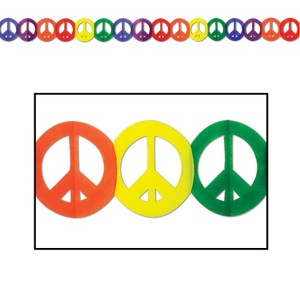 Beistle Peace Sign Garland, 5.75" x 12', (3/Pkg) Multicolored - 1 of 2