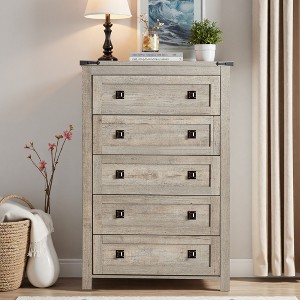 Dresser for Bedroom, Farmhouse Wood Rustic Wide Chest of Drawers, Storage Dressers Organizer for Bedroom, Living Room, Hallway - 1 of 4