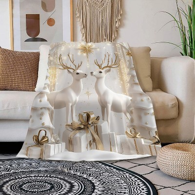 Christmas Throw Blanket for Couch Bed Sofa, Pink Gingerbread House with Snowman Heart Candy, Flannel Blanket Christmas Decor Xmas Gifts.