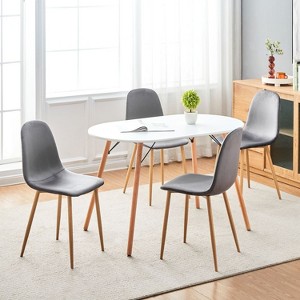 FurnitureR Dining Chairs Set of 4, Velvet Dining Room Seating, Armless Kitchen Chairs, Side Chair Mid-back for Living Room Bedroom Home Office, Grey - 1 of 4