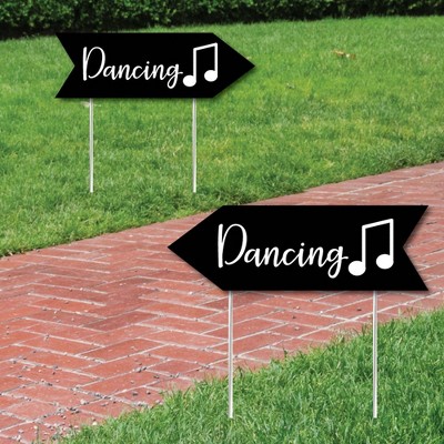 Big Dot of Happiness Black Wedding Dance Signs - Wedding Sign Arrow - Double Sided Directional Yard Signs - Set of 2 Dancing Signs