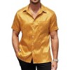 COOFANDY Mens Silk Button Down Short Sleeve Shirt Satin Dress Shirts Summer Beach Wedding Shirt - 4 of 4