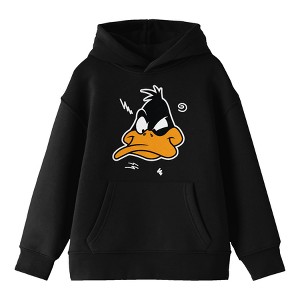 Looney Tunes Angry Daffy Duck Youth Black Graphic Hoodie - 1 of 3