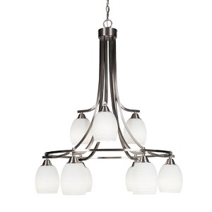 Toltec Lighting Paramount 9 - Light Chandelier in  Brushed Nickel with 5" White Matrix Shade - 1 of 1