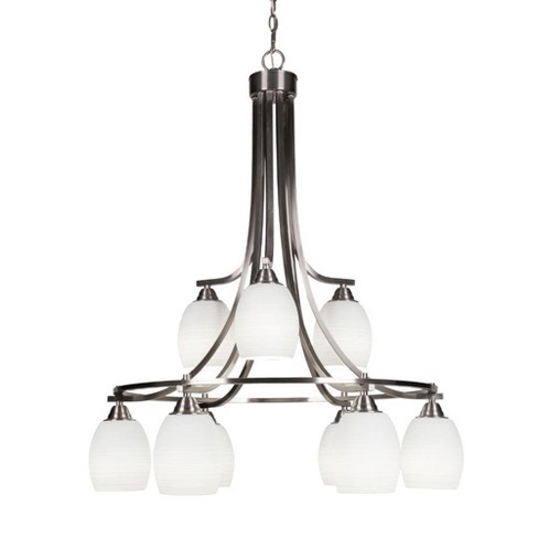 Toltec Lighting Paramount 9 - Light Chandelier in  Brushed Nickel with 5" White Matrix Shade - image 1 of 1