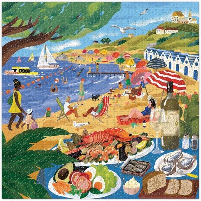 Beach Umbrellas 1000-Piece Square Travel Jigsaw Puzzle