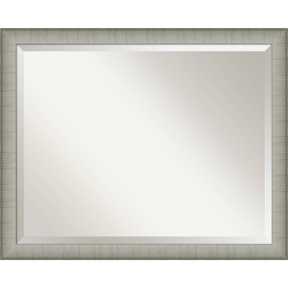 Photos - Wall Mirror 31" x 25" Elegant Brushed Framed Bathroom Vanity  Pewter - Aman