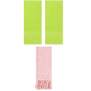 REGALWOVEN 3 Packs Solid Textured and Tassels Soft Absorbent Decorative Hand Towel - 1 of 4