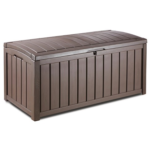 Giantex 30 Gallon Deck Box, Patio Cubby Storage Chest with  Lockable Lid & Built-in Handles, Weather Resistant Organization Container  for Garden, Wood Grain Texture Outdoor Storage Bin(Light Brown) : Patio,  Lawn