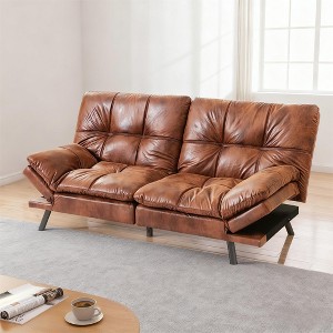 Vipbear 71-inch leather sofa, with adjustable backrest and armrests, multiple mode switching, fashionable sofa, suitable for small-sized apartments - 1 of 4