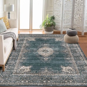 Area Rugs for Living Room Floral Vintage Soft Non Slip Machine Washable Distressed Vintage Rug for Bedroom Dining Room - 1 of 4