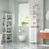 Aheaplus Bathroom Storage Cabinets Feature Louvered Doors and Open Shelves,6-tier 67-inch High Floor-to-Ceiling Cabinet Organizer - 4 of 4