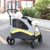 Large Heavy Duty Dog Stroller Folding Pet Stroller 4-Wheel Pet Travel Carrier Double Door Pet Trolley Skylight Cart with Rainproof Cover - 2 of 4