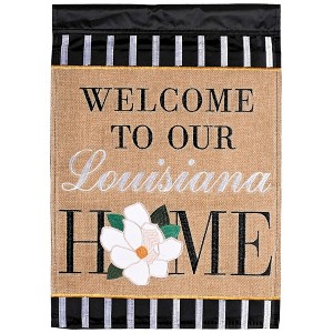 Dicksons Magnolia Garden Welcome To Our Louisiana Home Floral White 18 x 13 Polyester Outdoor Garden Flag - 1 of 1