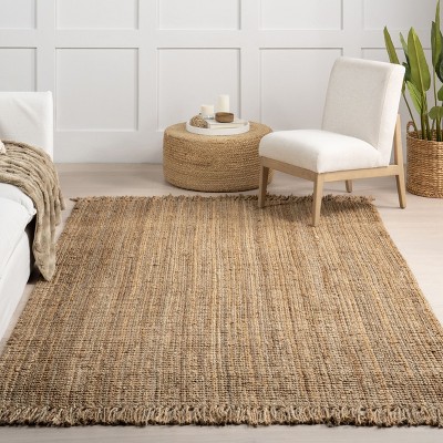 Handcrafted Artisanal Chunky Jute 4' Square Rug in Natural