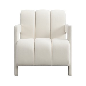 TiramisuBest Mid-Century PU Leather Armchair w/ Solid Wood Frame & High Back for Living Room (Brown) - 1 of 4