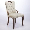 Velvet Dining Chair , Solid Wood Handles on Top and Sides, Vintage Copper Nail Decoration, Curved Solid Wood Legs, Shape,Set of 2 - 3 of 4