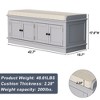 42.7″ Storage Bench w/4 Doors and Adjustable Shelves,ShoeBench w/Removable Cushion & Seating for Entryway Living Room,White - 3 of 4