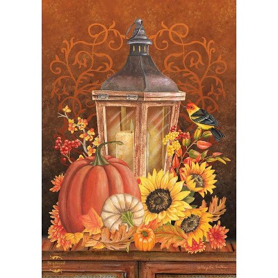 Autumn Lantern and Pumpkin Garden Flag with Sunflowers