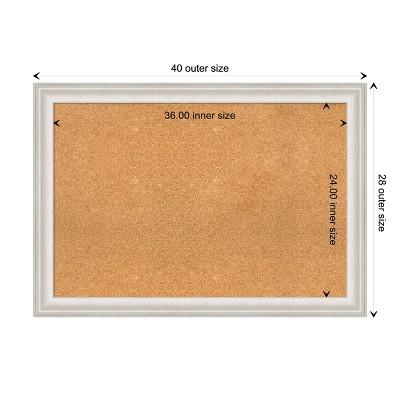 Trio White Wash Silver Framed Natural Corkboard 40" x 28"